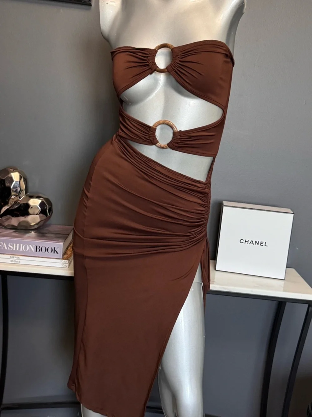Brown Beachy Cut-Out Vacation Dress - Picture 2 of 5